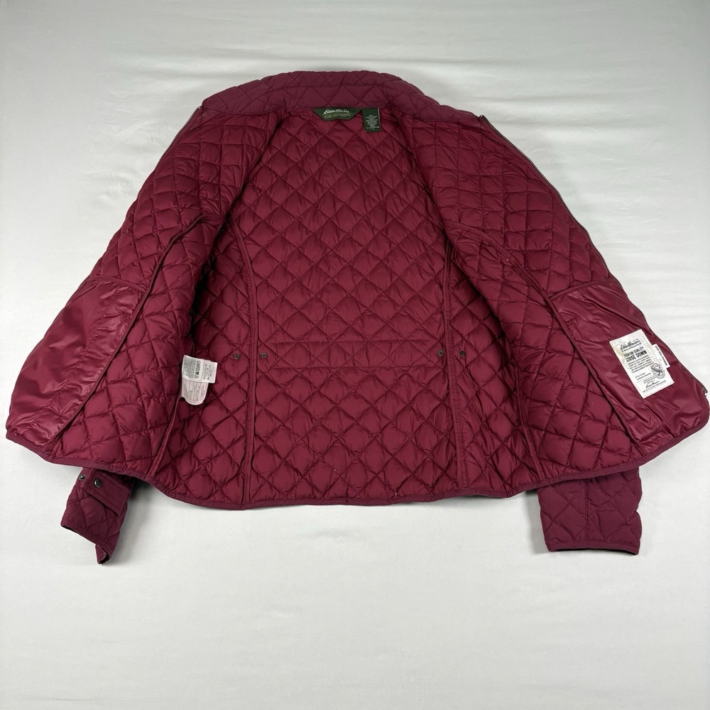 Eddie Bauer Quilted Goose Down Jacket Womens L Maroon EB 650 Puffer Classic‎ - Picture 5 of 11